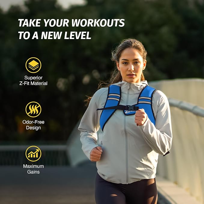 ZELUS Weighted Vest, Washable Z-Fit Soft Iron Weighted Vest for Women and Men, 5/10/15 lb Weight Vest with Reflective Strips & Adjustable Straps, Ultra Thin Weight Vest for Gym Strength Training