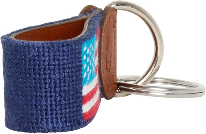 Leather Hand-Stitched Needlepoint Key Fob or Key Chain
