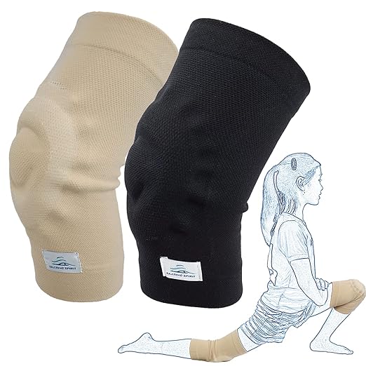 SKATINGSPIRIT Gel Knee Pads (1 Pair), Cushion and Support Knee Cap for Dancing Figure Skating Gymnastic, Youth and Adult (Black Large)