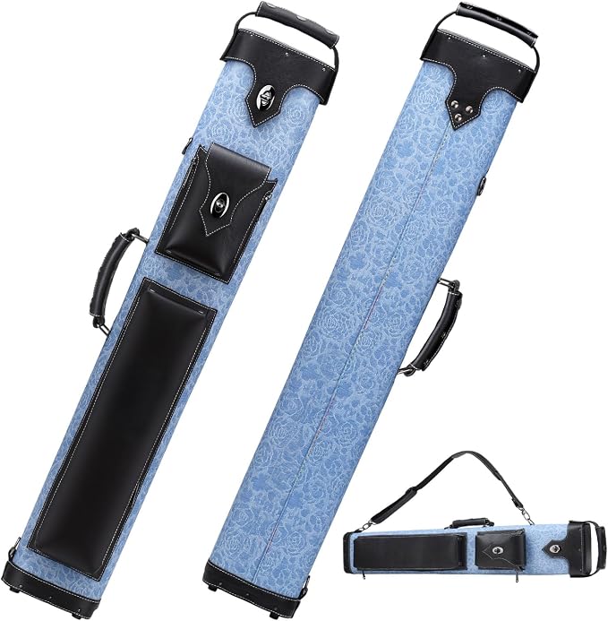 Hard 3x5 Pool Cue Case, 8 Hole Pool Cue Stick Case Billiard Cue Case, Holds Up to 3 Butts and 5 Shafts, Topstitching Design