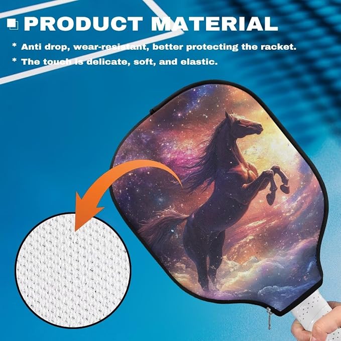 Horse Pickle Ball Paddle Cover 4 Pieces Pickleball Paddle Cover with Zippered Pickleball Covers for Paddles Racket Sleeve for Most Standard Pickball Paddles Gifts for Sports Lovers