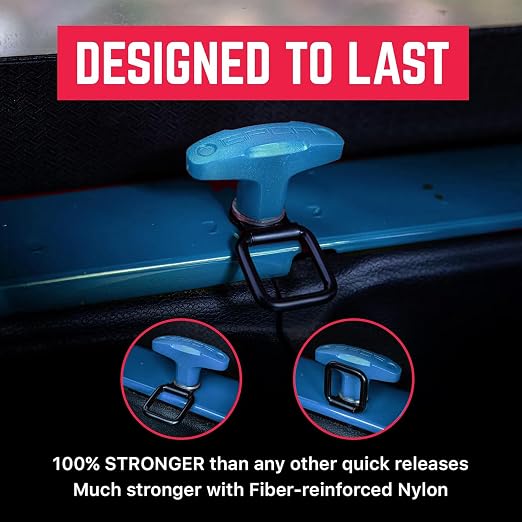 GPCA – Quick Release Tie Down Anchor/T-Handle JK JL Hardtop Bolts with Screw Nuts & D-Ring Cargo Hooks M8 25mm Thumbscrew, Wrangler JK JL Accessories 2007–2018 GP Anchor + D Ring w/Nut 6 Pack (Blue)