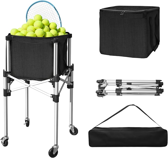 Retractable Tennis Ball Hopper Holds 180 Balls, Upgraded Tennis Ball Basket, Easy to Use Without Installation for Tennis Training and Teaching