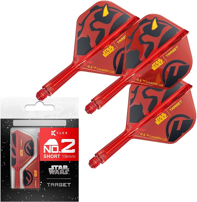 Target Darts Star Wars Darth Maul K Flex Integrated Dart Flights & Shafts | Pack of 3 K-Flex, No.2 & No.6 | Short, Intermediate & Medium Disney K-Flex Accessories