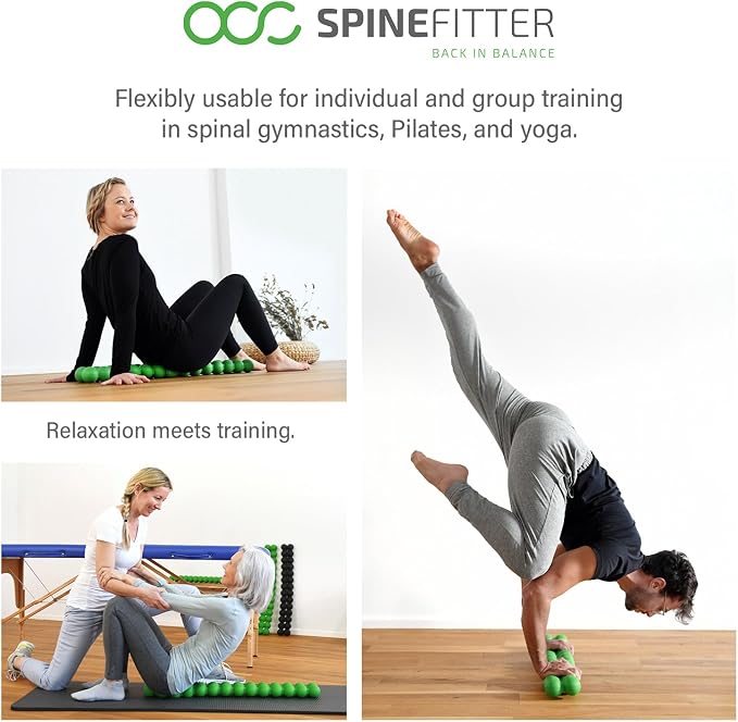 SPINEFITTER by SISSEL | Massage Device for Back & Balance | Back Trainer Relieves Tension & Blockages | Ideal for Pilates and Yoga | for Relaxation of The Spine | for Home & Professional (Black)
