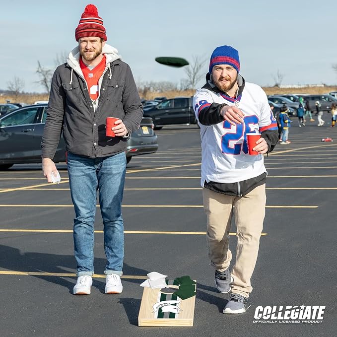 Wild Sports College Portable Size 1' x 2' Solid Wood Cornhole Set with Direct Print HD Team Graphics – Travel Size