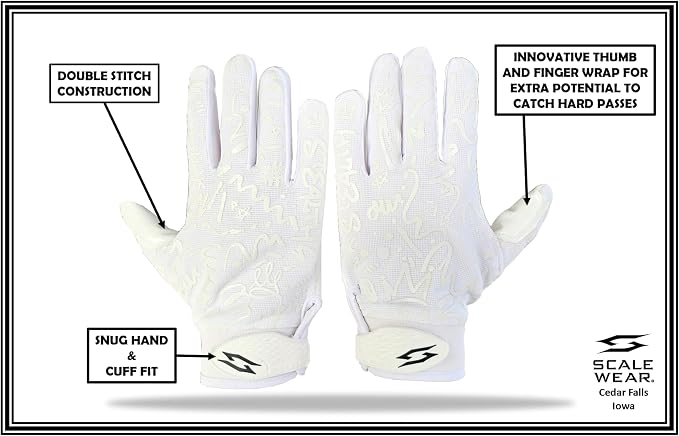 Just for You Momma Football Receiver Gloves - Black White Battle College Lineman Football Gloves Adult Youth Men’s Small to XXL Sizes Money
