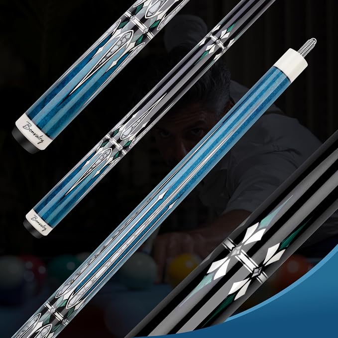Pool Cue Kit - Stained Maple 58 Inch Pool Stick with Hard Case and Accessories for Billiards Enthusiasts