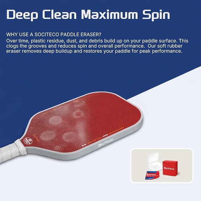 Pickleball Paddle Eraser, Carbon Fiber Pickleball Paddle Cleaner | Natural Rubber Block, Storage Case Included, Pickleball Paddle Cleaner Eraser, Removes Dirt & Residue, Better Spin & Control