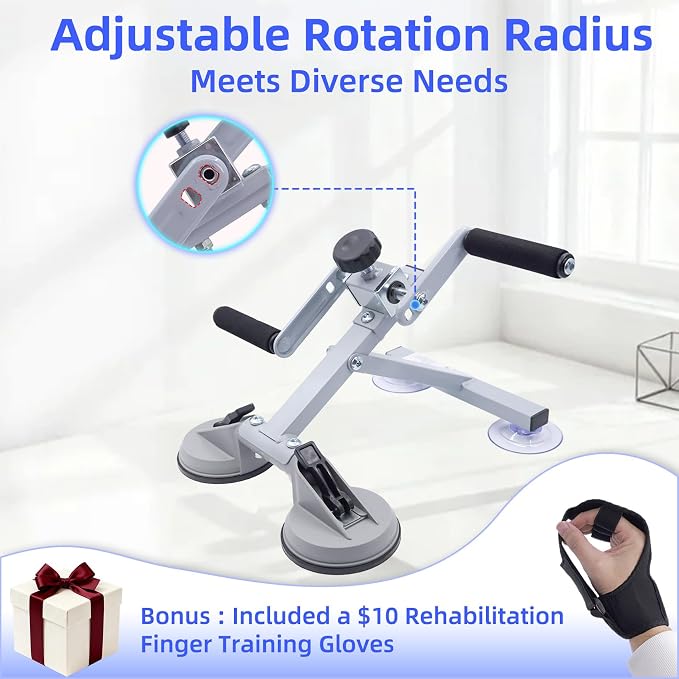 Arm Bike for Physical Therapy Table Top, 3 Training Modes Hand Bike Exerciser, Adjustable Resistance, Strong Suction Base, Portable Upper-Body Pedal Trainer for Seniors(with A Finger Rehab Gloves)
