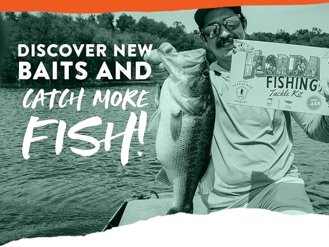 Catch Co Mystery Tackle Box Florida Freshwater & Inshore Elite Fishing Kit | 7-9 Freshwater & Inshore Saltwater Baits for Bass, Snook, Redfish & More – Includes Exclusive Florida Decal, Fishing Gifts