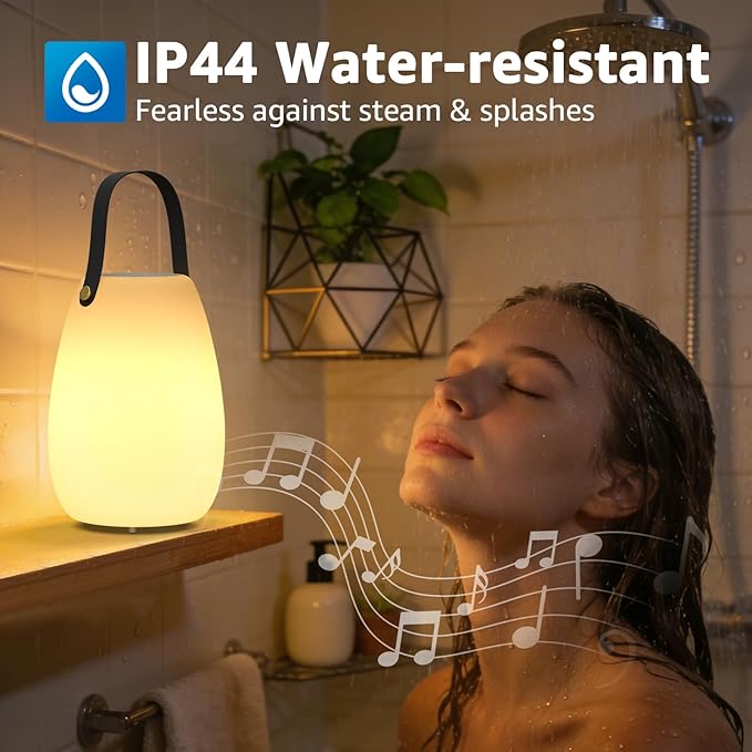 FUYO Shower Lamp with Speaker 16 Colors with Remote, Shower Lights Waterproof, Bluetooth Speakers with Lights Dual Pairing HD Stereo Sound for Indoor Outdoor Bathroom Party Pool Patio (Tally)