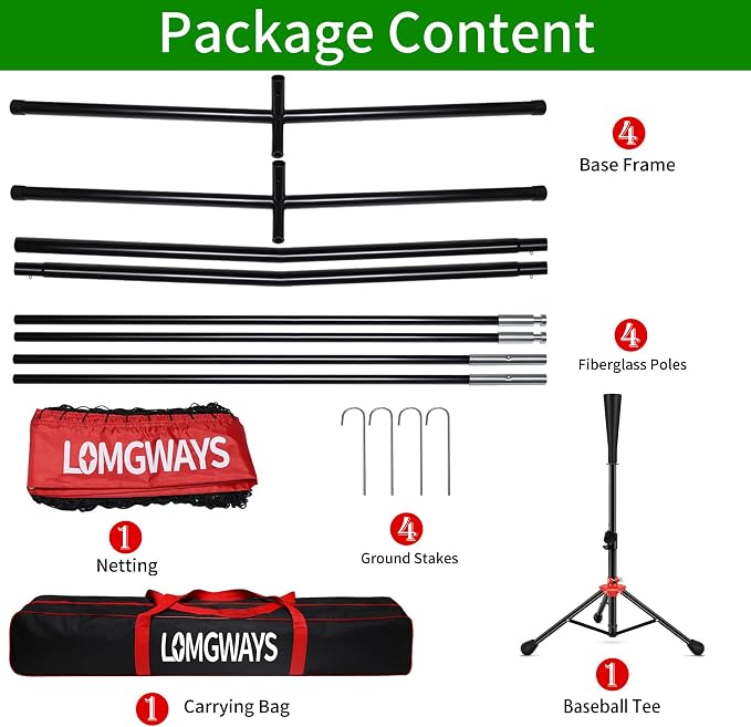 7x7ft/8x8ft Baseball Softball Net with Steel Frame for Batting, Hitting, Pitching, Portable Baseball Batting Net with Carry Bag, Great for All Levels