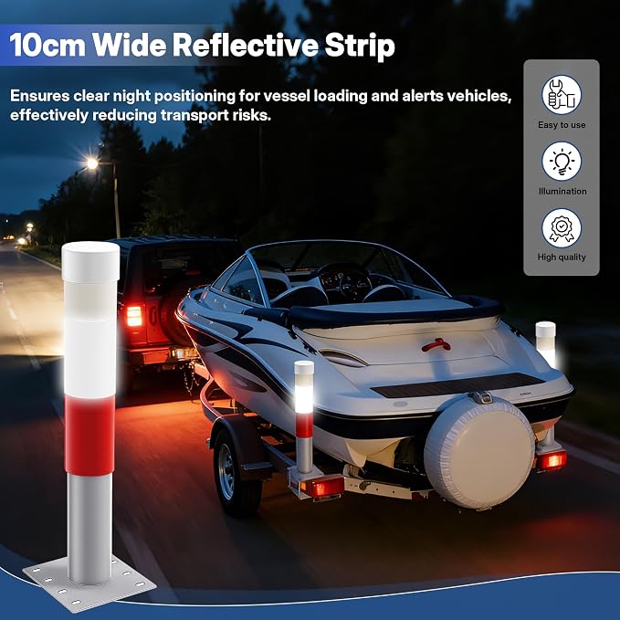 2pack Pontoon Boat Trailer Guides Poles Kits 17" Boat Trailer Guide Poles with Reflective Strip, Steel + UPVC Sleeve Heavy Duty Boat Trailer Parts & Accessories