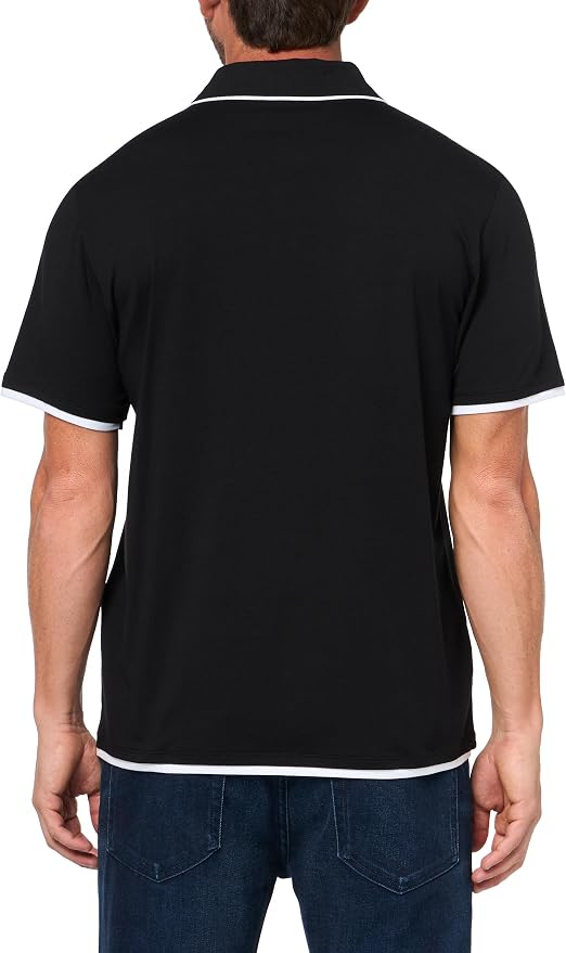 Karl Lagerfeld Men's Collared Color Blocking Signature Logo Polo
