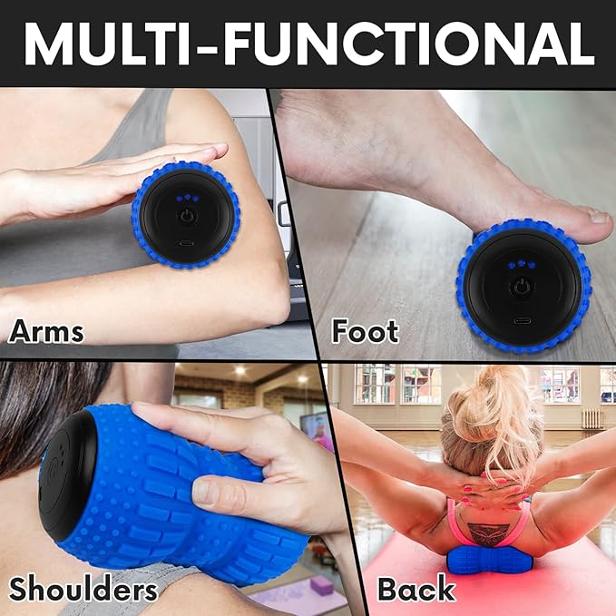 ZeenKind Vibrating Peanut Massage Ball for Plantar Fasciitis, Muscle Pain Relief with 4 Speed, Deep Tissue Therapy for Myofascial Release & Muscle Recovery, Neck Back Foot Roller Massager | Portable Foot Roller Massager for Deep Tissue Therapy Muscle P...
