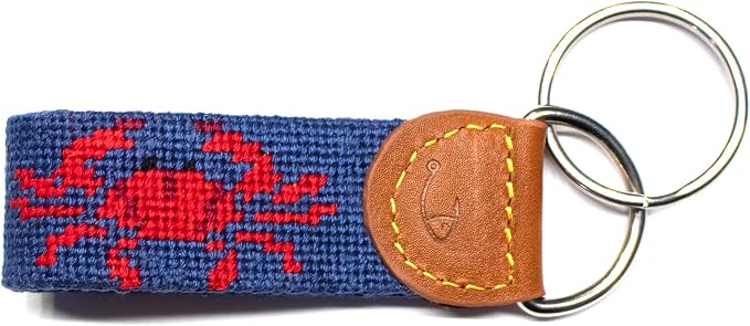 Leather Hand-Stitched Needlepoint Key Fob or Key Chain