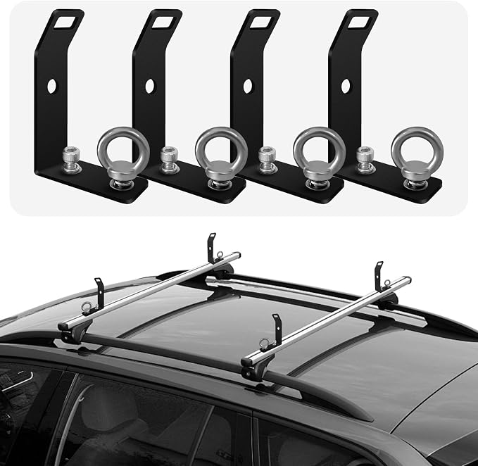 Load Stops Replacement T-Slot Truck Cross Bar,304 Stainless Steel Covered with Black Coating Roof Rack Cross Bar Accessories for Ladder Firewood Skis Snowboard Kayak Skateboard Surfboard 4Pack