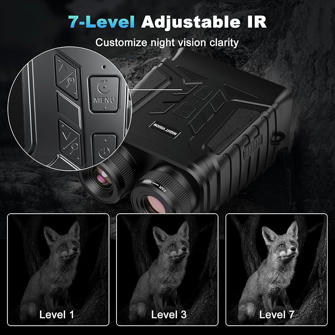4K Night Vision Binoculars, 4.5'' HD Screen Night Vision Goggles Rechargeable 4000mAh with 7-Level IR & 8X Zoom for Camping Outdoor Exploration, Includes 32GB Card for Adults Wildlife