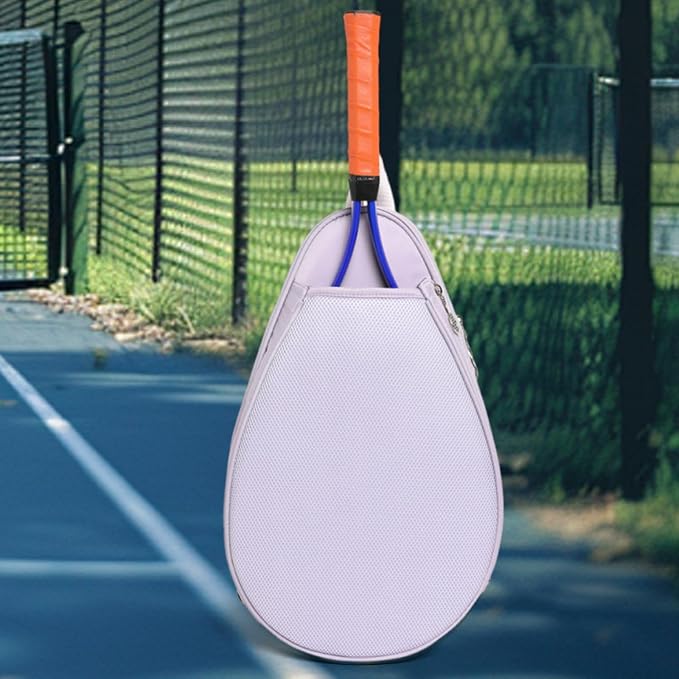 Tennis Racket Bag Waterproof Zipper Paddle Holder Crossbody Shoulder Bag for 1-2 Rackets, Lightweight Versatile Organizer