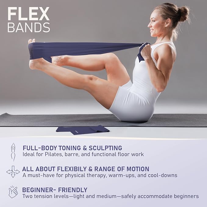 PhysKcal Pilates Kit, 15-Inch Pilates Ring with 1x Core Ball, 3X Resistant Loops and 2X Flex Bands, Home Pilates Equipment Set and Mat Pilates Essential Kit