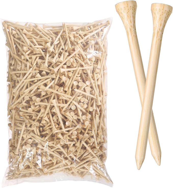 Bamboo Golf Tees 1000/500/250 PCS 2-3/4 & 3-1/4 inch Length | Bamboo Golf Tees, 7X Stronger Than Wood Golf Tees, Reduce Friction & Side Spin
