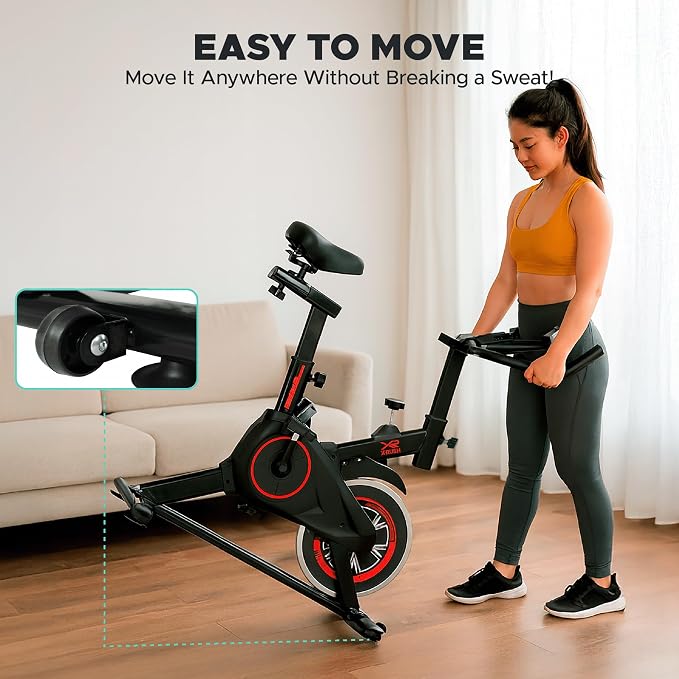 Stationary Exercise Bike for Home, Indoor Cycling Bike with Silent Belt Drive, Adjustable Seat & Resistance, LCD Display, iPad Holder, 264 LBS Weight Capacity