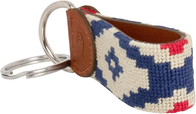 Leather Hand-Stitched Needlepoint Key Fob or Key Chain