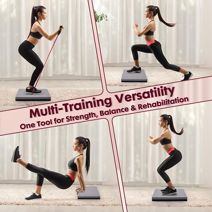 Balance Pad- High-Density Foam Cushion Mat for Yoga, Exercise & Fitness, Non-Slip Stability Trainer for Core Workouts, Thick Foam Balance Board (19.7×15.7×2.4 in)