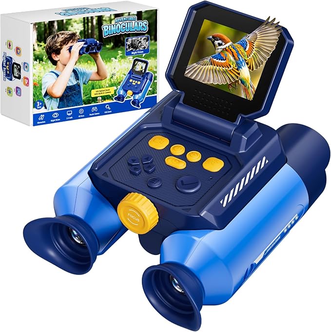 Binoculars for Kids with Night Vision - 48MP FHD Digital Camera Binoculars STEM Toy with 2.4" IPS Screen, 10X Optical Zoom, Rechargeable for 4-12 Years Boys & Girls Birthday Gift Outdoor Bird Watching