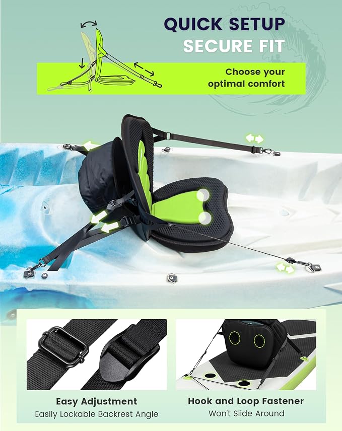 BRANTMAKER Kayak Seats with Back Support, Paddle Board Seat, 132LBS Capacity Universal Thicken Cushion for Inflatable Paddleboard, Sup, Canoe, Ocean Kayak