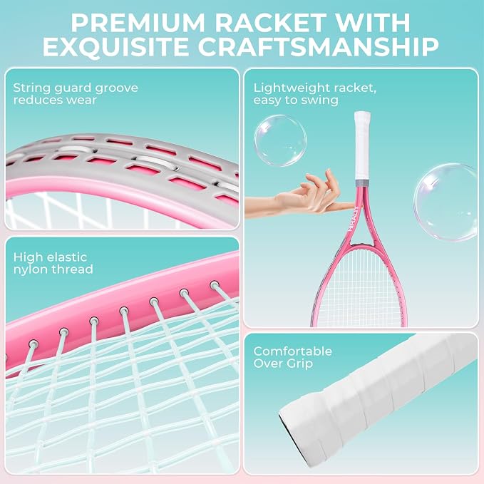 HIRALIY Tennis Rackets 2 Pack for Adults Beginners - 27 Inch Lightweight Aluminum Tennis Racquet Set with 3 Balls & Carry Bag - Vibration Dampening & Large Sweet Spot for Men Women Couples