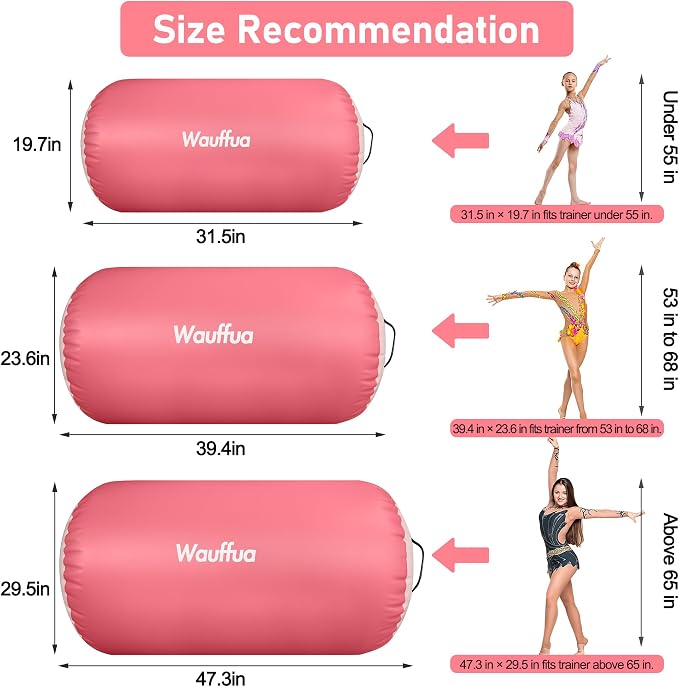 Gymnastic Air Barrel, Inflatable Tumble Track, Tumbling Mat, Roller Octagon Trainer for Back Handspring and Back-bend for Home, Gym, No Pump