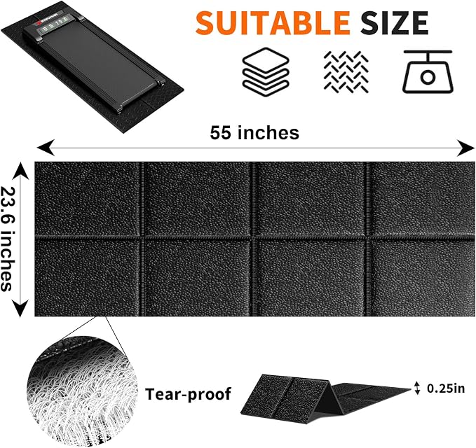 Stepwaver Walking Pad Mat for Carpet, Treadmill Mat for Hardwood Floors, High Density, 0.25" Thickness, Folable, Floor Protection for Bike, Elliptical, Treadmill