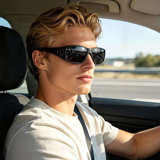 URUMQI Polarized Sunglasses Fit Over Glasses for Men Women, Wraparound Sun Glasses UV400 Protection for Driving Fishing