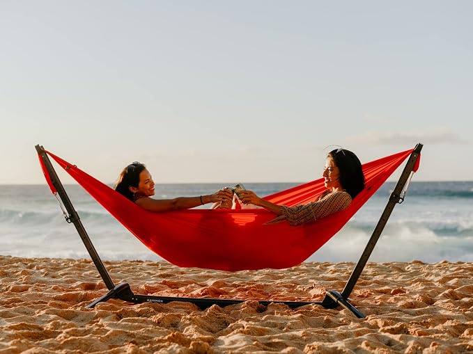 KAMMOK: Roo Double Hammock | Made from Strong & 100% Recycled Water Resistant Ripstop Fabric | Comfortable, Packable, Lightweight (Lifetime Adventure Grade Warranty), Ember Orange
