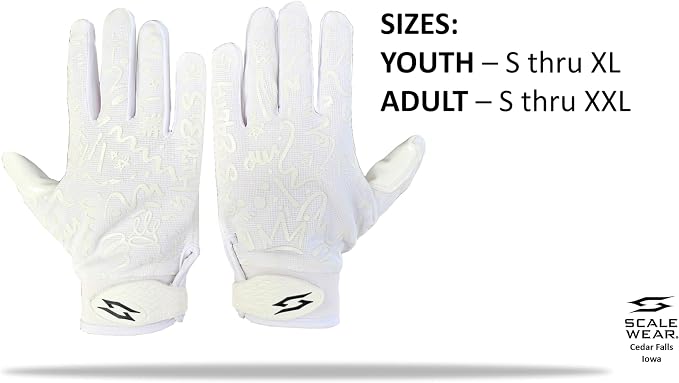 Just for You Momma Football Receiver Gloves - Black White Battle College Lineman Football Gloves Adult Youth Men’s Small to XXL Sizes Money