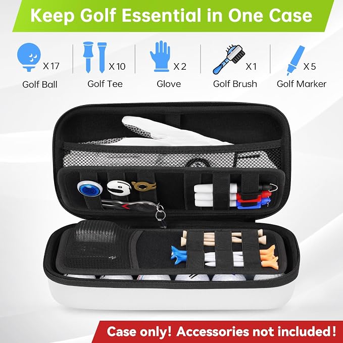 YOREPEK Golf Glove Holder with Removable Glove Shaper, Golf Valentines Gift, Protective Hard Shell Golf Accessories Case Bag with 2 Dividers Fits Balls, Tees, Markers, Cool Gifts for Golfers