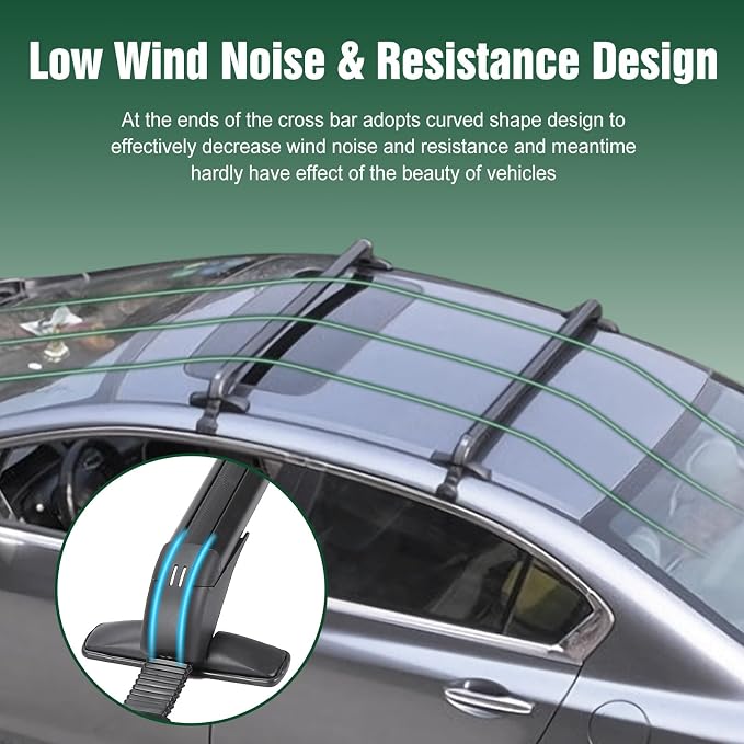 Universal Car Roof Rack w/Anti-Theft Lock, 43" Aluminum Alloy Heavy Duty Rooftop Cargo Carrier Luggage Holders Brackets Cross Bars w/ 165LBS Capacity for Kayaks Surfboards Bikes Baskets Tools