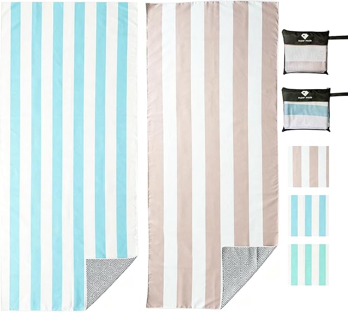 PY SUPER MODE 2 Pack Beach Towel - 75 x 35 inches Quick Dry Microfiber Beach Towels Oversized, Lightweight Soft and Absorbent Bath Towel Suitable for Swimming Pool Camping for Kids & Adults