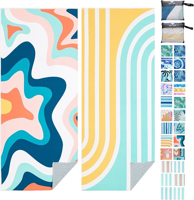PY SUPER MODE 2 Pack Beach Towel - 75 x 35 inches Quick Dry Microfiber Beach Towels Oversized, Lightweight Soft and Absorbent Bath Towel Suitable for Swimming Pool Camping for Adults