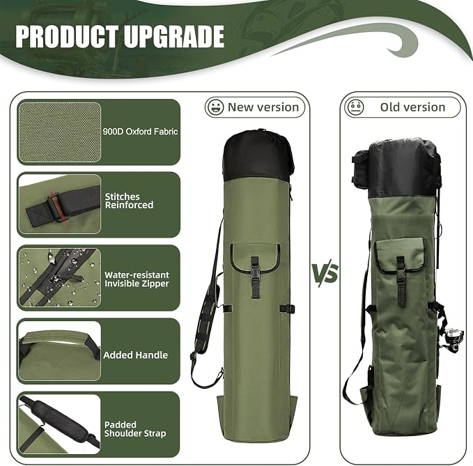 Fishing Pole Bag Rod Case, Folding Fishing Pole Bag Fishing Gear