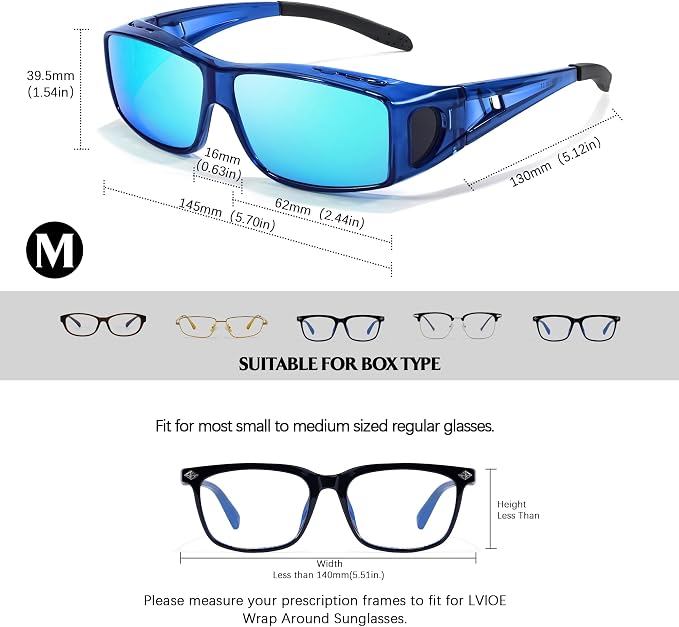LVIOE Over Glasses Sunglasses Wrap Around Polarized Sunglasses for Men Women Fit Over Prescription Glasses with UV Protection