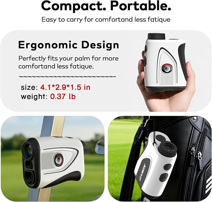 Golf Range Finder with Slope, 1200 Yards Rechargeable Range Finder Golf, 7X Magnification, Flag Lock Vibration, Magnetic Mount,±0.5 Yard Accuracy, Waterproof, Ideal for Golfing & Hunting