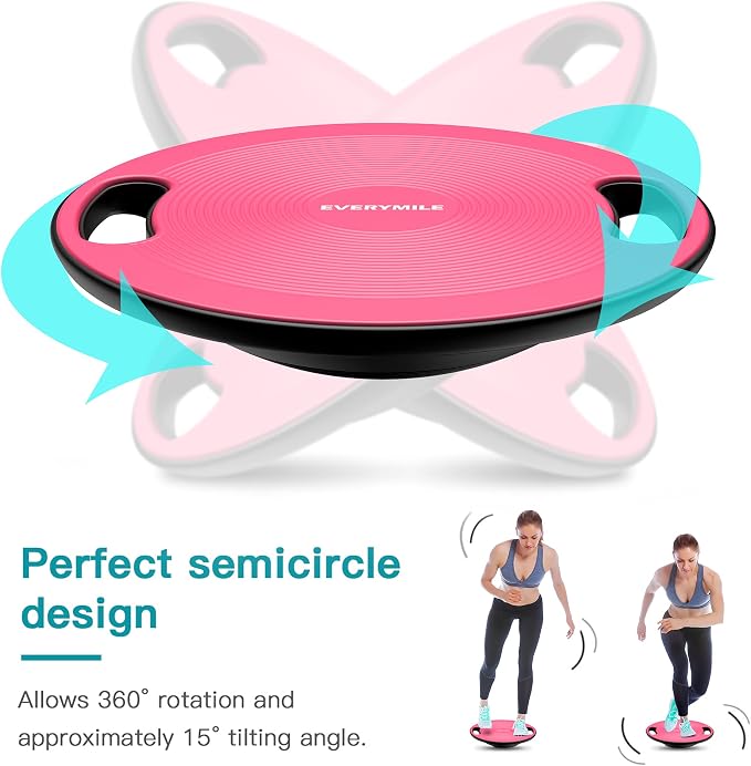 Wobble Balance Board, Exercise Balance Stability Trainer Portable Balance Board with Handle for Workout Core Trainer Physical Therapy & Gym No-Skid Surface