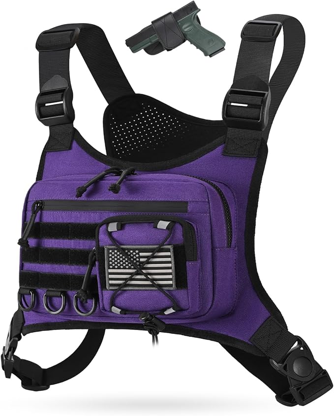 koculemi Outdoor Sports Chest Bag for Men, Chest Vest Holster Fits Most Pistols, EDC Travel Chest Pack for Running, Hiking