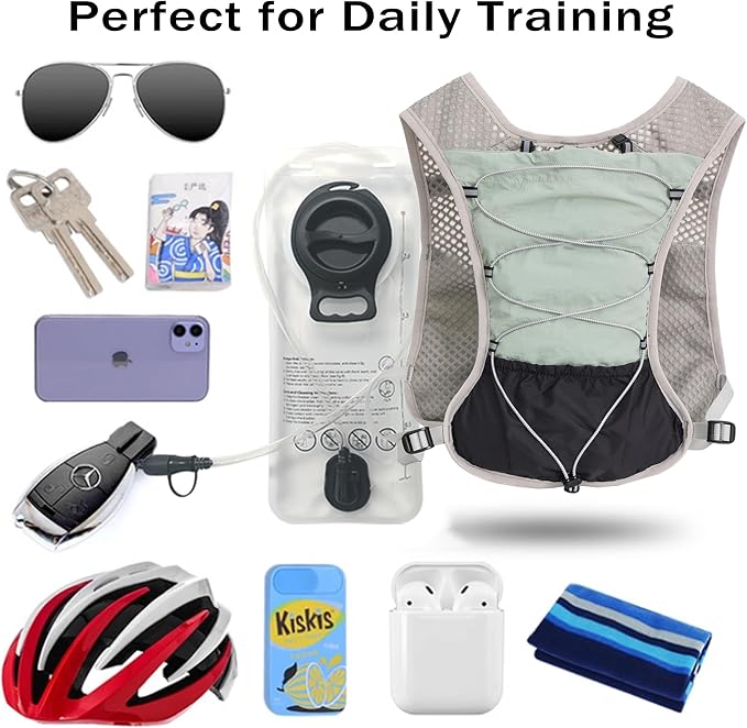 Hydration Running Vest for Women Men, Water Vest Backpack 2L, Lightweight Hydration Pack Water Backpack for Hiking, Trail Marathon Race