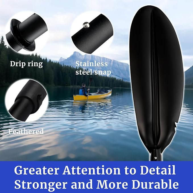 Kayak Oar for Boating,Adjustable Kayak Paddle Alloy Shaft Kayaking Boating Canoeing Oar with Paddle Leash for Adults Men Women Outdoor Fishing Lake River Travel
