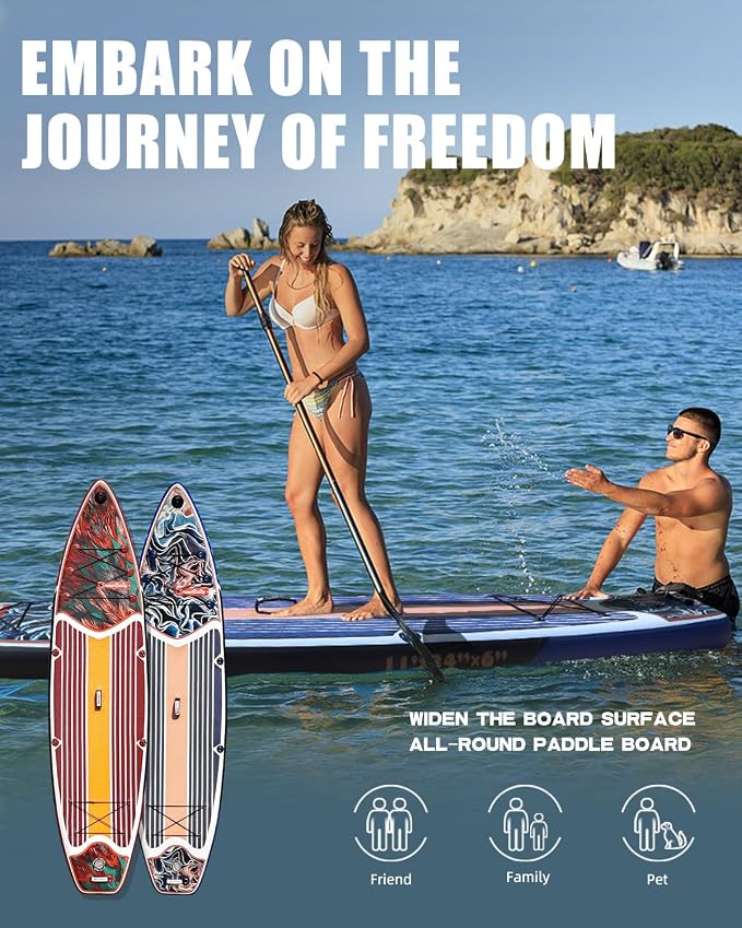 Inflatable Stand Up Paddle Board - Ultra Stable Wide Paddle Boards of All Skill Levels, Full-Color Gradient Design, Anti-Slip EVA Deck with Premium Accessories