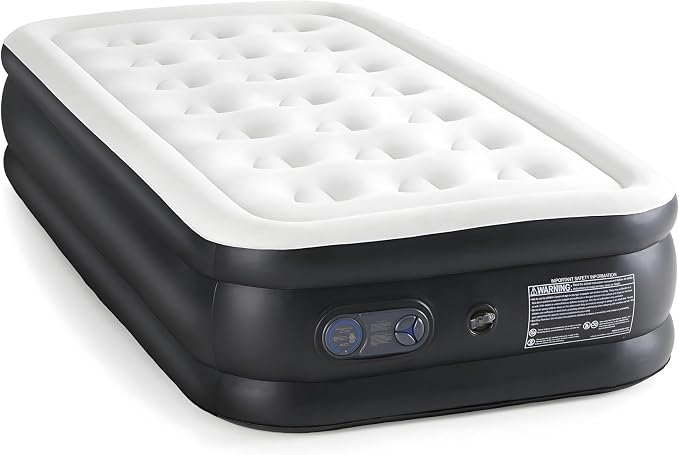 YSSOA Twin Camping Air Mattress with Built-in Electric High-Speed Pump, 18" Bed Height, Blow Up Inflatable Airbed with Carrying Bag, Best for Home Guests & Travel, Waterproof Foldable Portable